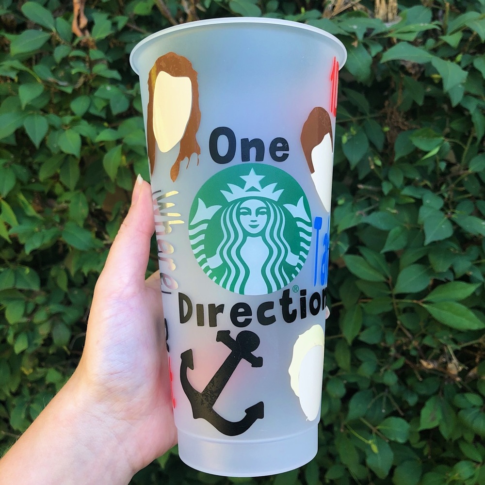 Custom Starbucks Cup One Direction Collage Cup 1D